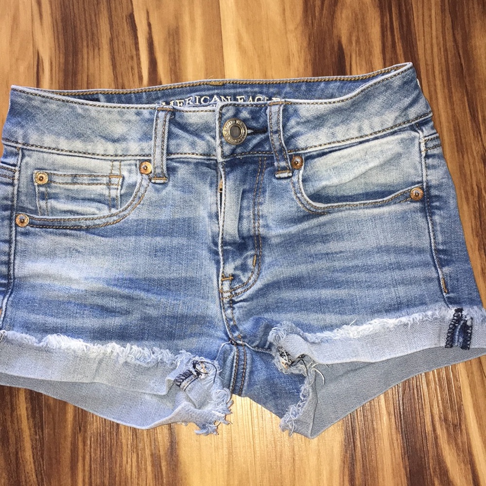 American Eagle midi super stretch denim shorts